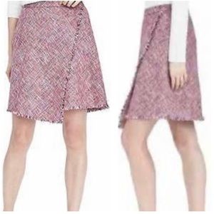 Banana Republic Pink Tweed Faux Wrap Skirt 12